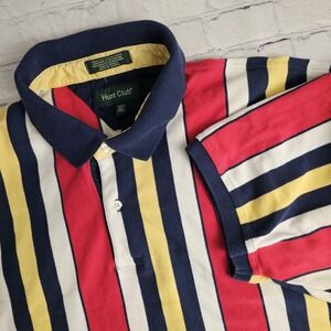 Vintage Hunt Club Polo Shirt 3XLT TALL Short Sleeve Multicolor Striped Jamaica‎
